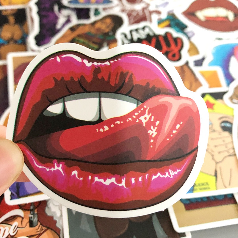 50pcs Waterproof Tease Vulgar Sexy Beauty Girls Stickers For Laptop