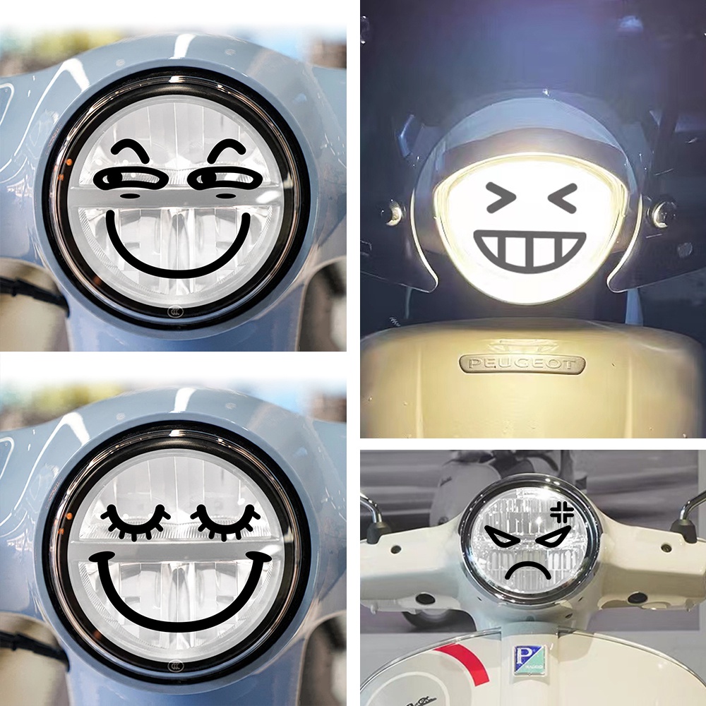 Vespa Sticker Motorcycle Headlight Decal Smiley Face Sticker Cute Funny Scooter Stickers Car