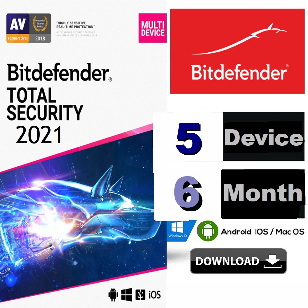🔥HOT🔥 Bitdefender Total Security 2021 | 6 month | 5 Devices | Online ...