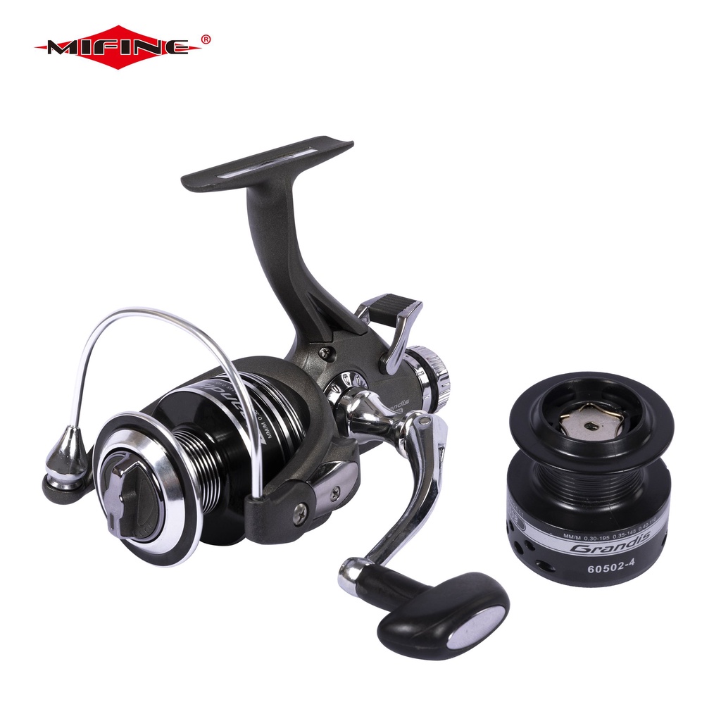 Hot sale】MIFINE Grandis Double Brake 10KG Fishing Reel With Extra Spool  Front Rear Drag System Gear Ratio 5.1:1 Carp S