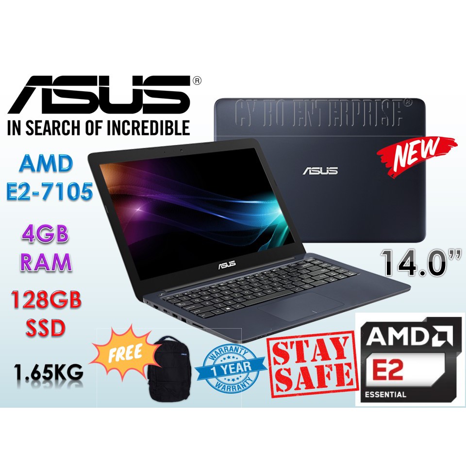 ASUS E402Y-AGA139T NEW MODEL AMD E2-7015/4GB RAM/128GB SATA 2.5