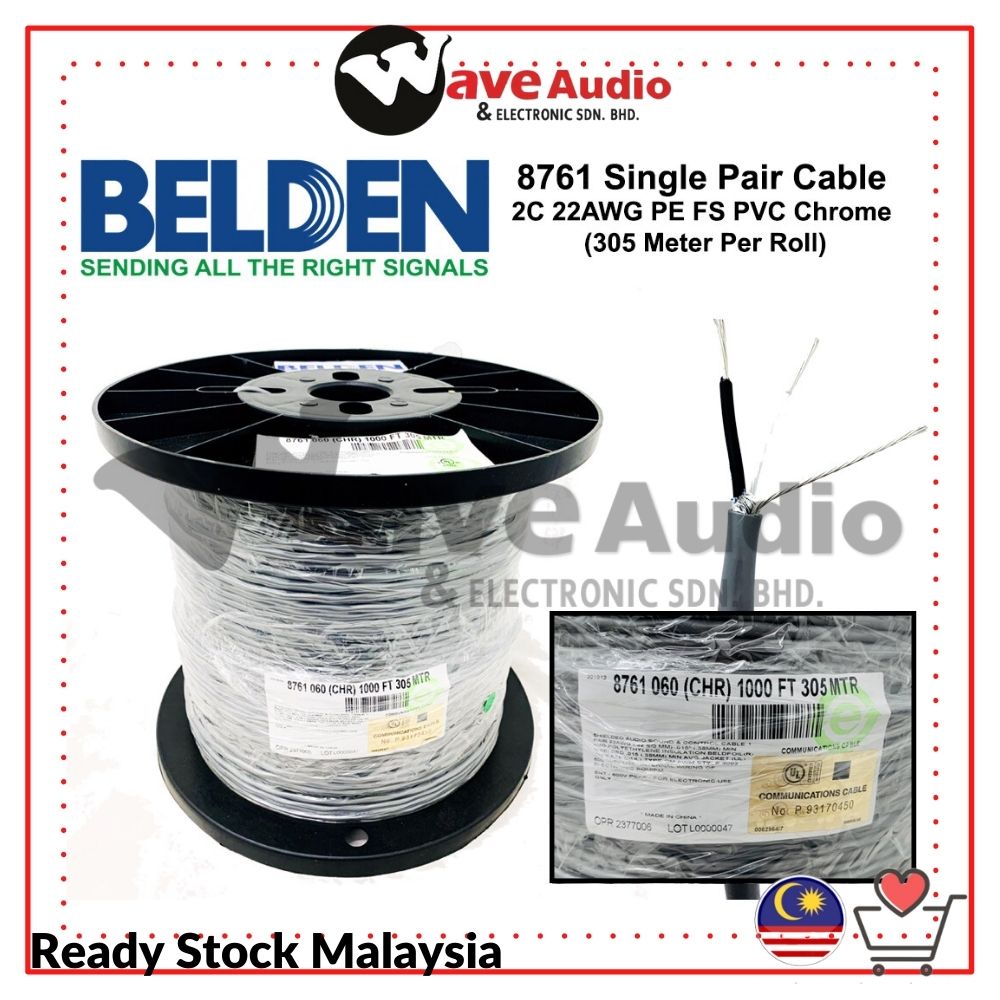 [Ready Stock] Belden 8761 Single Pair Cable 2C 22AWG PE FS PVC Chrome ...