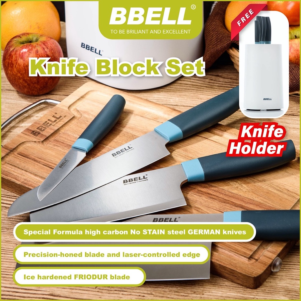 HAUSHOF Kitchen Knife Set 5 Pieces Rainbow Knife Sets with Block