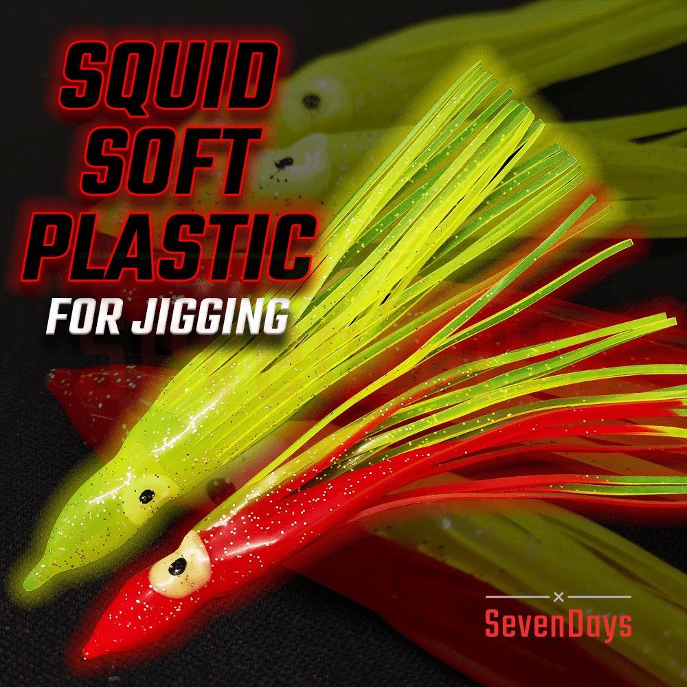 5pcs] Squid Soft Plastic Rubber Getah Sotong Luminous Fishing Pancing Lure  Baits Tiruan Umpan Kerabu Jigging Assist