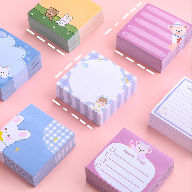 80 Sheets Cartoon Sticky Notes Student Memo Office Guestbook Notepad ...
