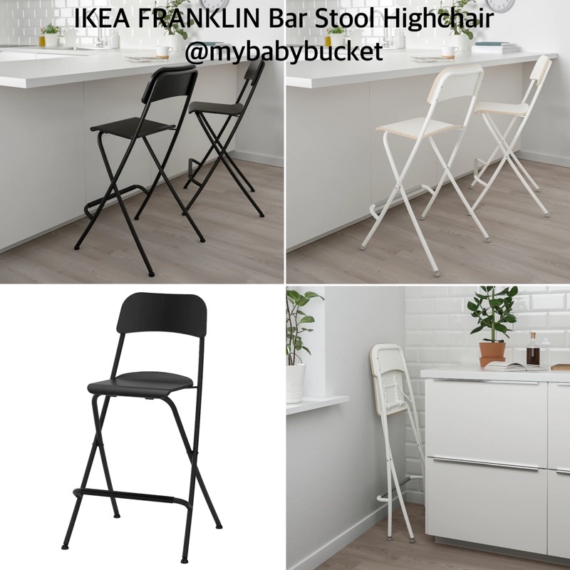 IKEA.my Foldable Bar Stool Highchair Black White 63cm