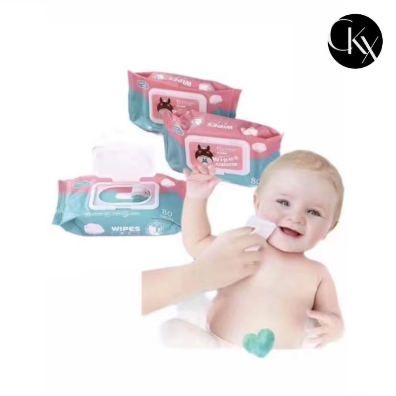 (CKXpress) 80Pcs/Pack Wet Tissue Baby Wet Wipes Facial Tissue with Cotton Soft Material Exp Date