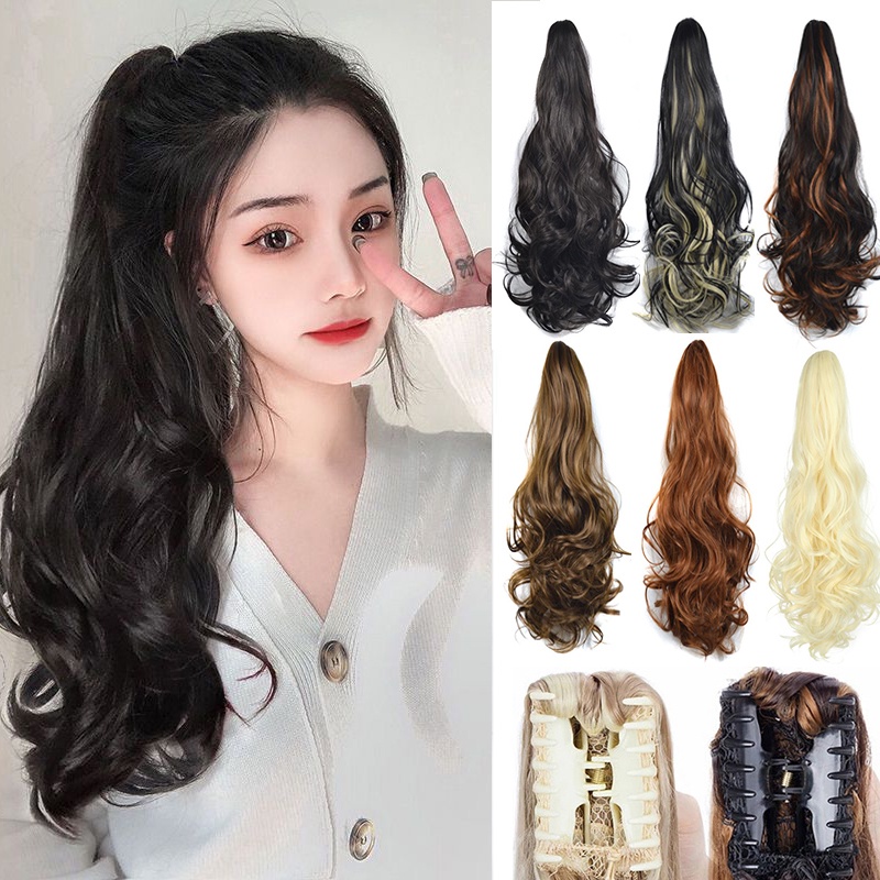 Wig synthetic claw clip ponytail hair extension heat resistant curling clip ponytail wig with hair clip Shopee Malaysia
