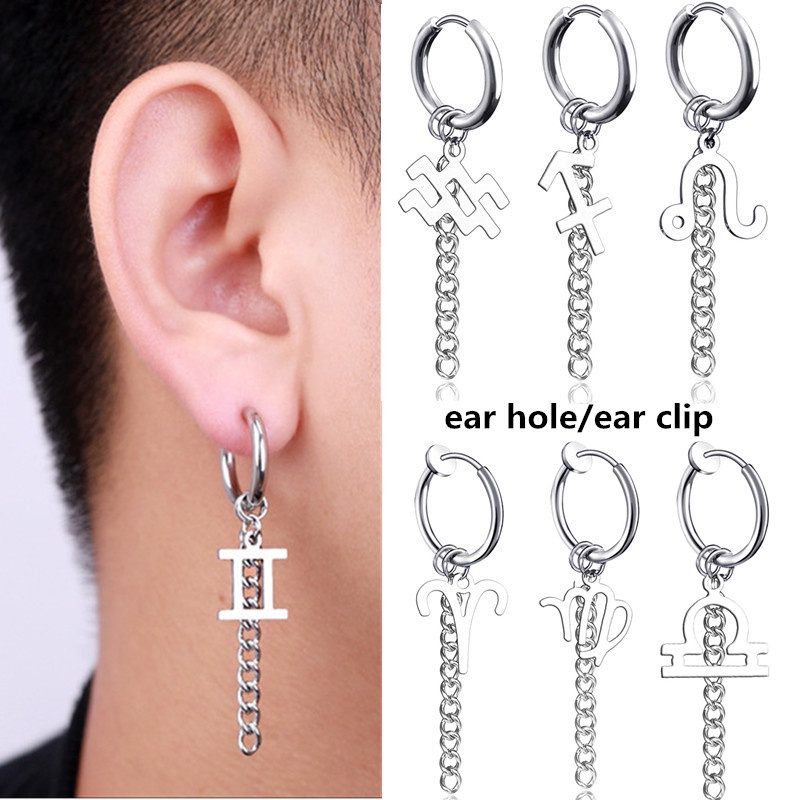 1pc stainless steel men's fashion earrings clipon earrings men and