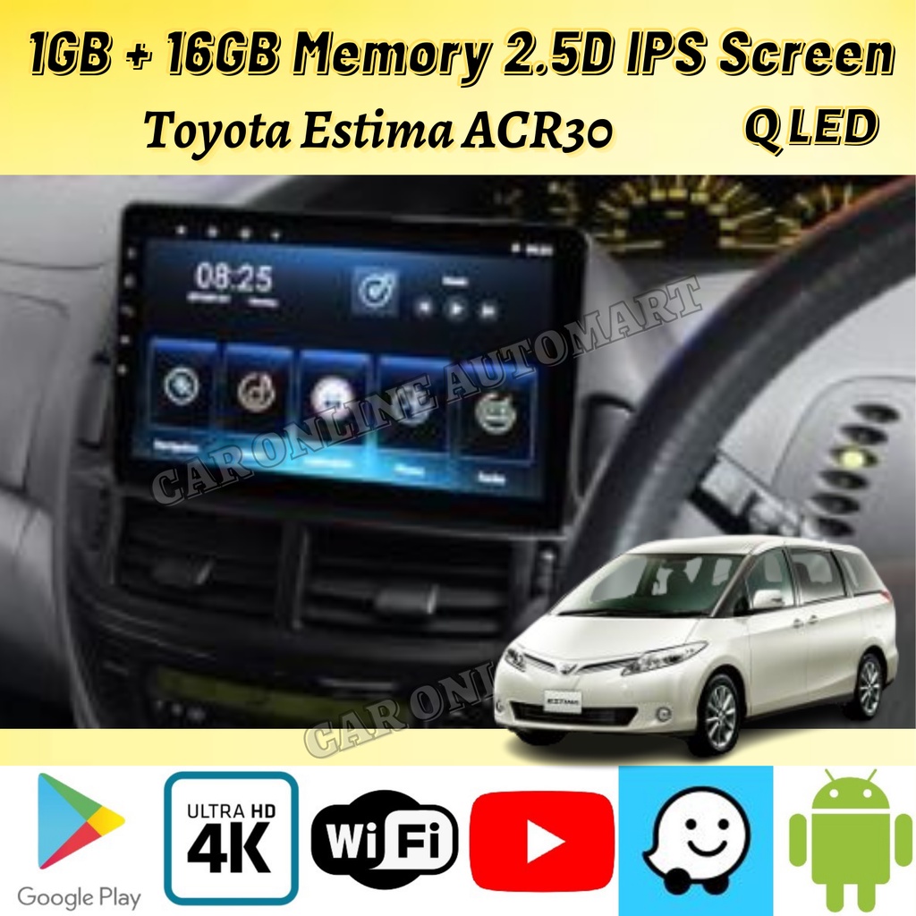 TOYOTA ESTIMA ACR 30 ~ MOHAWK T3L MS SERIES 1GB+16GB Q-LED 4K ANDROID ...