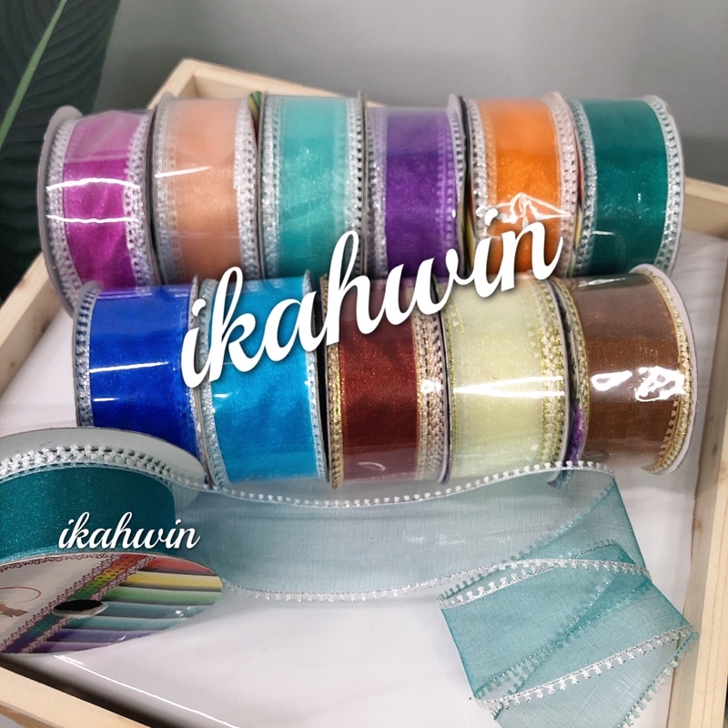 🎀 Ready stock 🥰Size-1.5inch Organza ribbons/1roll +- 10yards/DIY ...