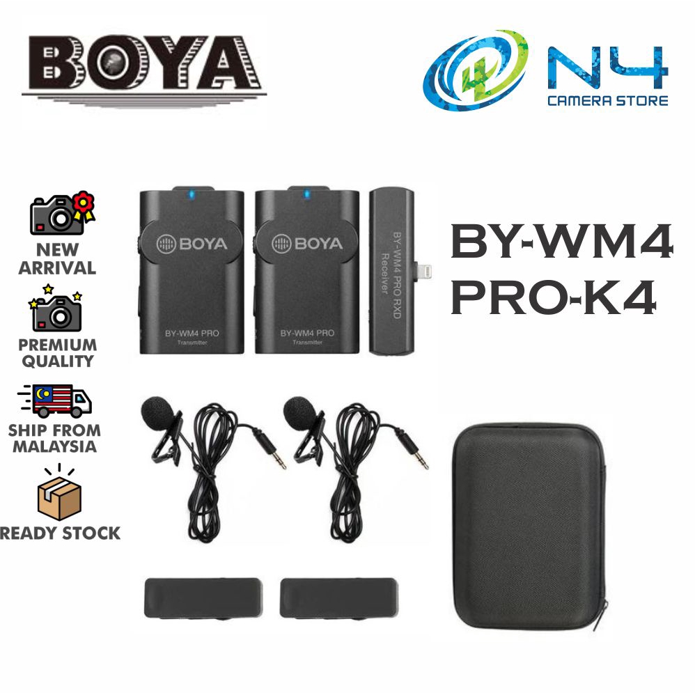 BOYA BY-WM4 PRO-K4 Two-Person Digital Wireless Omni Lavalier Microphone ...