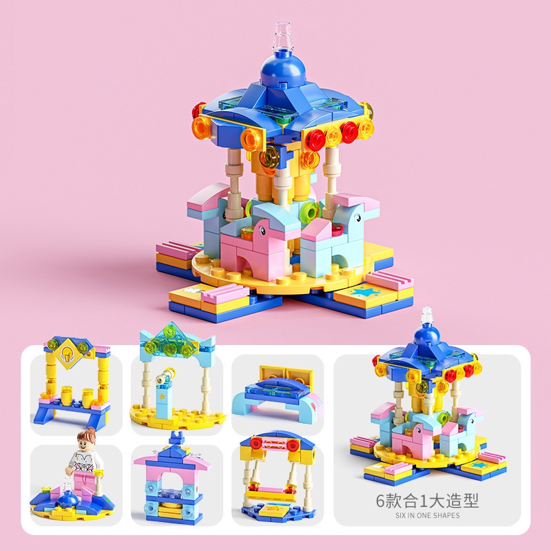 Small Particle Building Block Engineering Vehicle Police Car Fire Truck ...