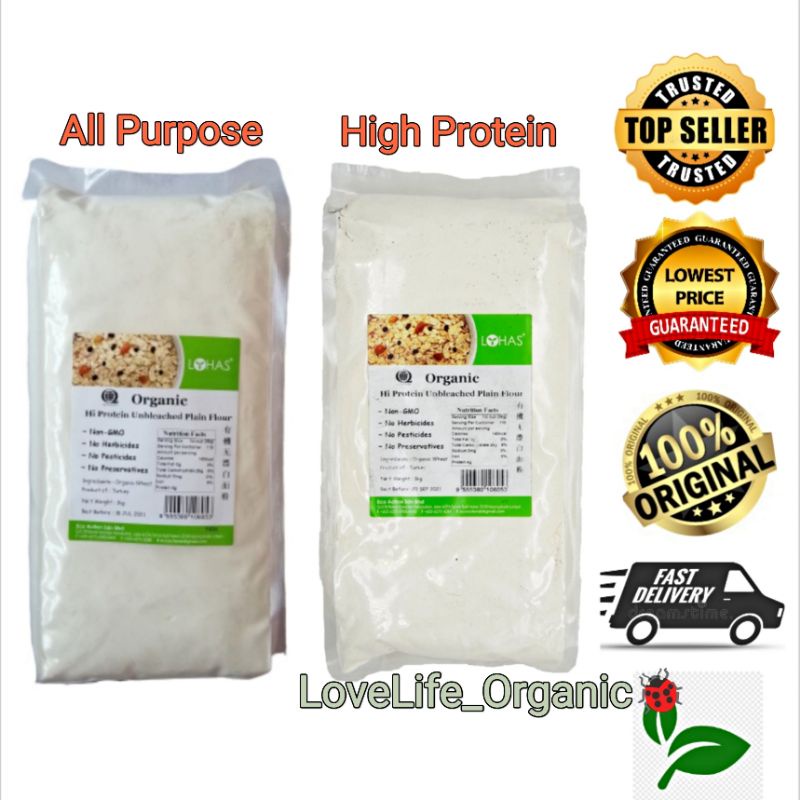 LOHAS ORGANIC UNBLEACHED PLAIN FLOUR (HIGH PROTEIN) 1KG Shopee Malaysia