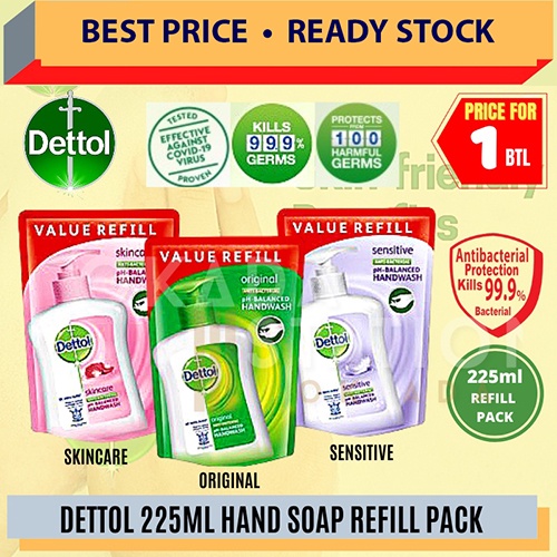 Dettol Hand Wash Refill Pack 225ml Anti Bacterial Handwash Liquid Value Pack Dettol Anti 0643