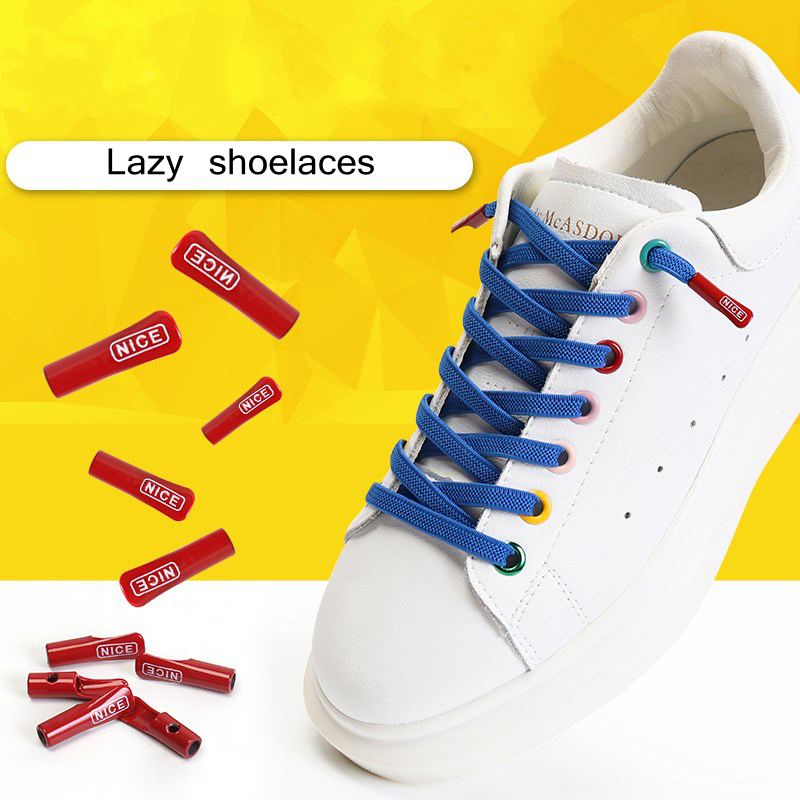 New 1 Pair Elastic Shoelaces Leisure Sneakers Shoe Laces Quick Flat