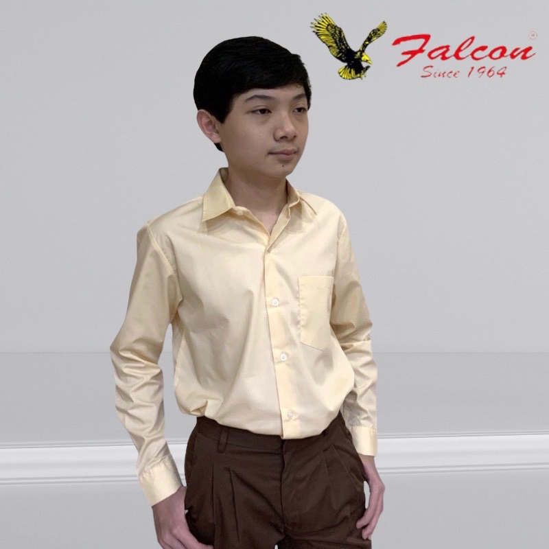 Falcon School Uniform Light Peach / Beige Long Sleeve Shirt Kemeja Lengan  Panjang Kain Cotton 325EX / 312B/EX