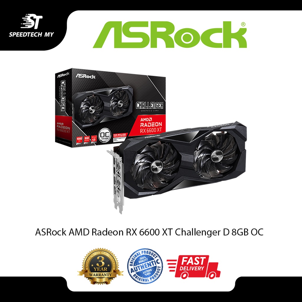 (Extra Wrapping) ASRock AMD Radeon RX 6600 XT Challenger D 8GB OC ...