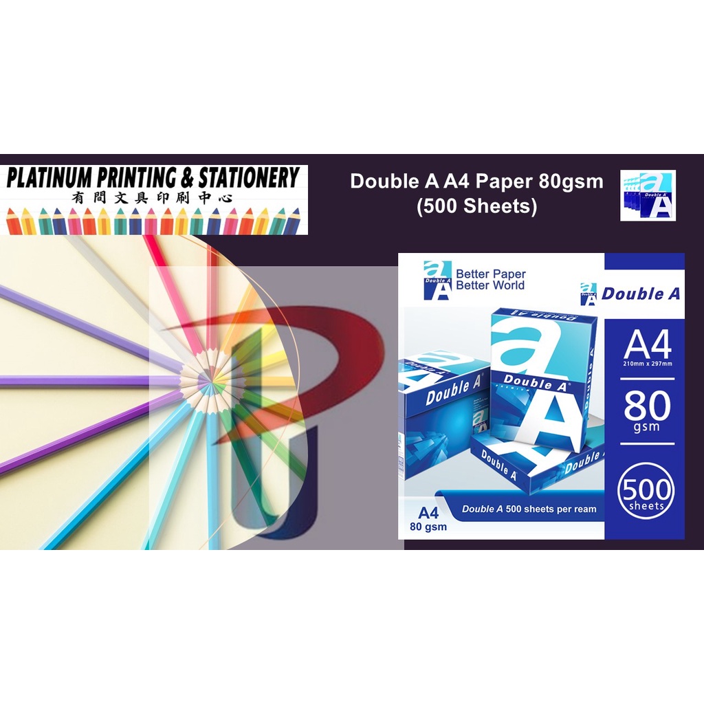 Double A A4 Paper 80gsm (500 Sheets/ Ream) | Shopee Malaysia