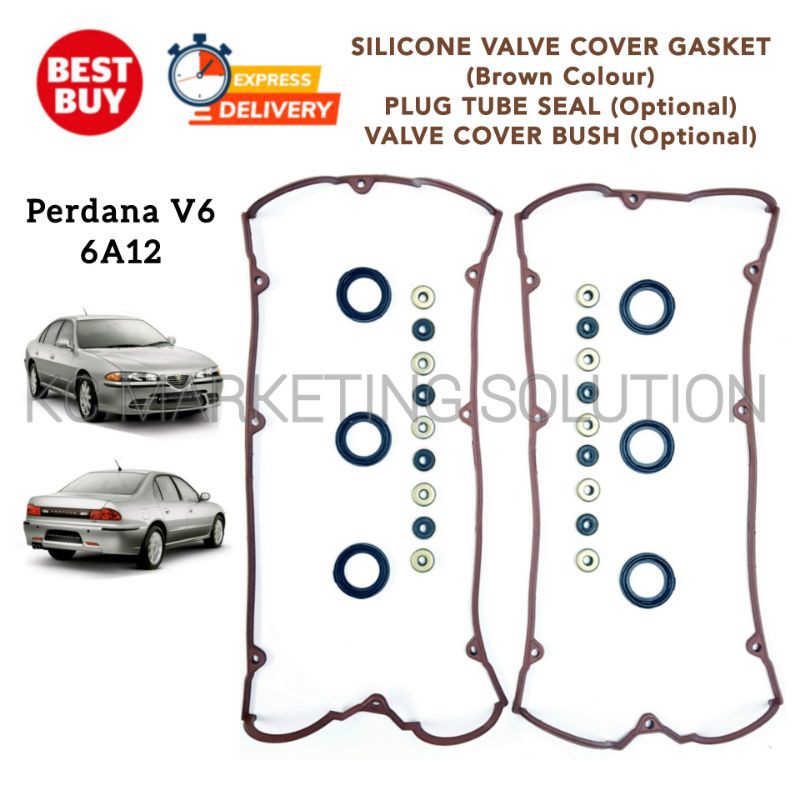 Silicone Valve Cover Gasket + Valve Cover Bush & Plug Seal Perdana V6