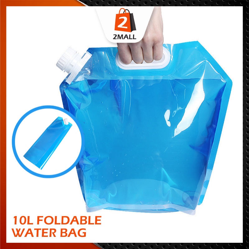 2MALL 10L Foldable Water Bag Portable Drinking Collapsible Water