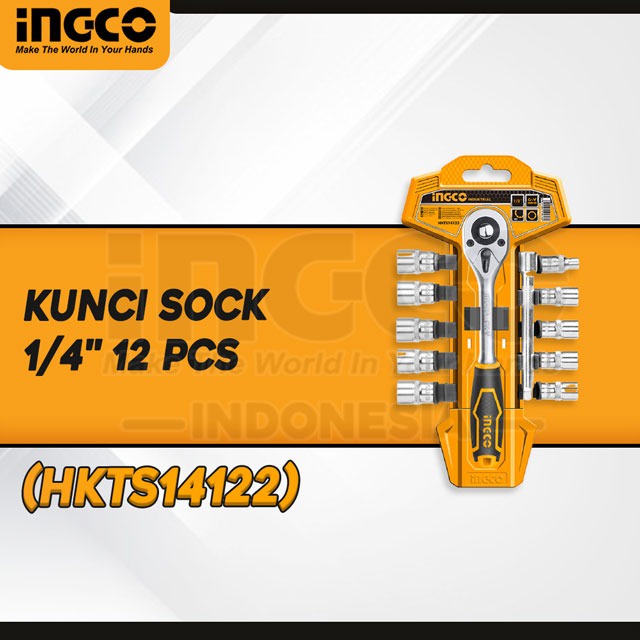 Ingco INDUSTRIAL 1/4" SOCKET SHOCK Lock SET 12pcs HKTS14122 Shopee