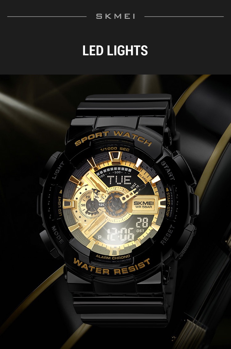 SKMEI New Fashion Sports Watch 50 Meters Waterproof LED Multi-function ...