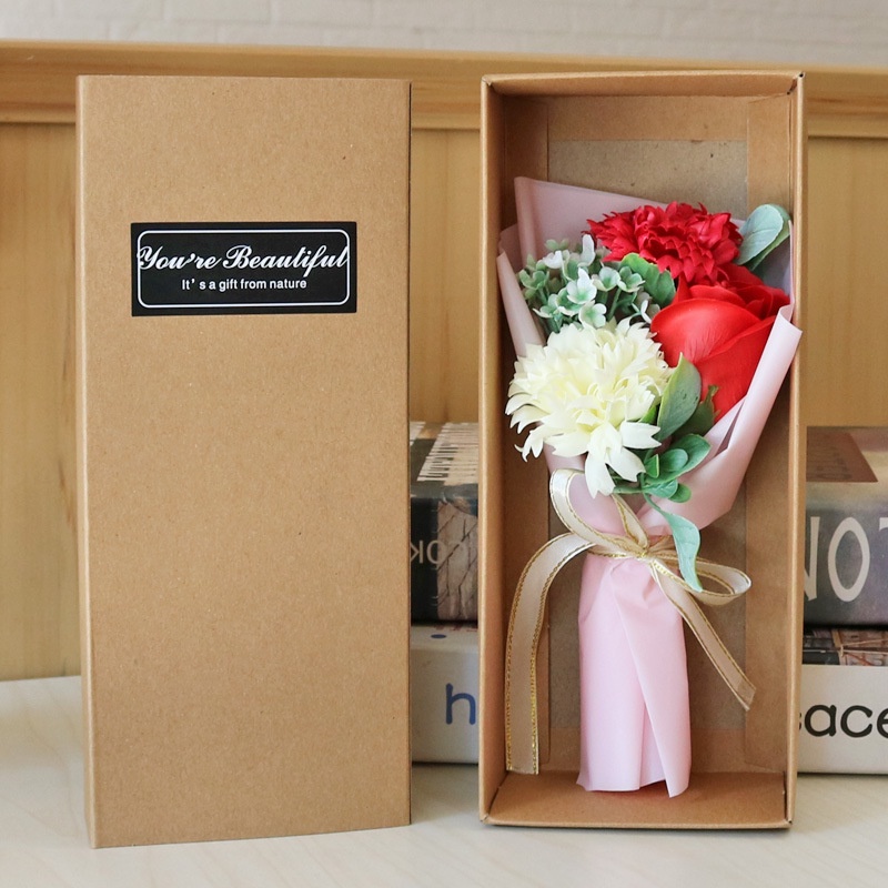 3pcs Rose Carnation Soap Flower Bouquet Gift boxes Valentine ...