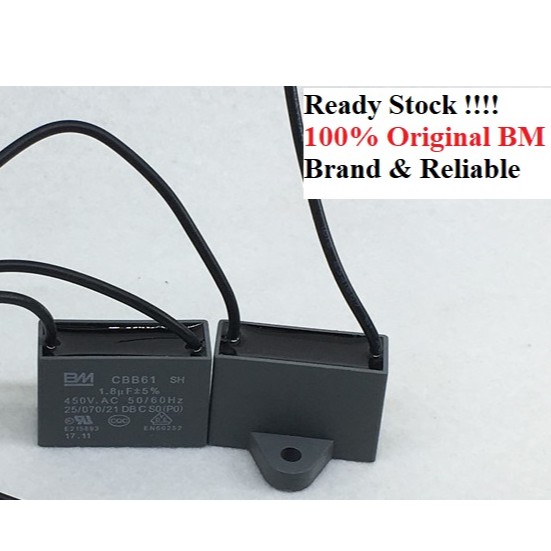 BM Capacitor CBB61 450V BM 1.0uF, 1.5uF, 1.8uF 7.0uF Kapasitor KDK BM Kipas Siling Stand fan