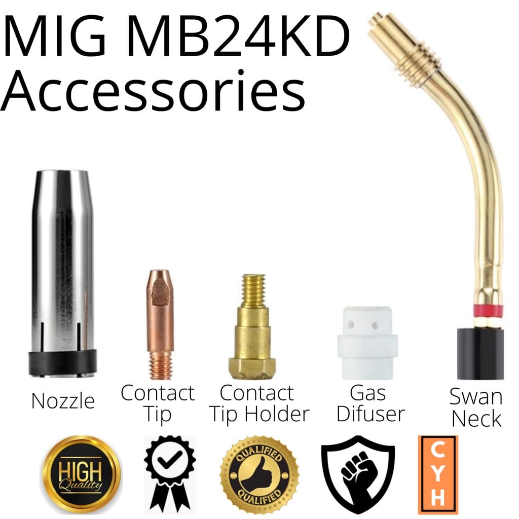 MIG MB24KD GAS NOZZLE/ TIP HOLDER/ GAS DUFFISER/CONTACT TIP/Swan Neck