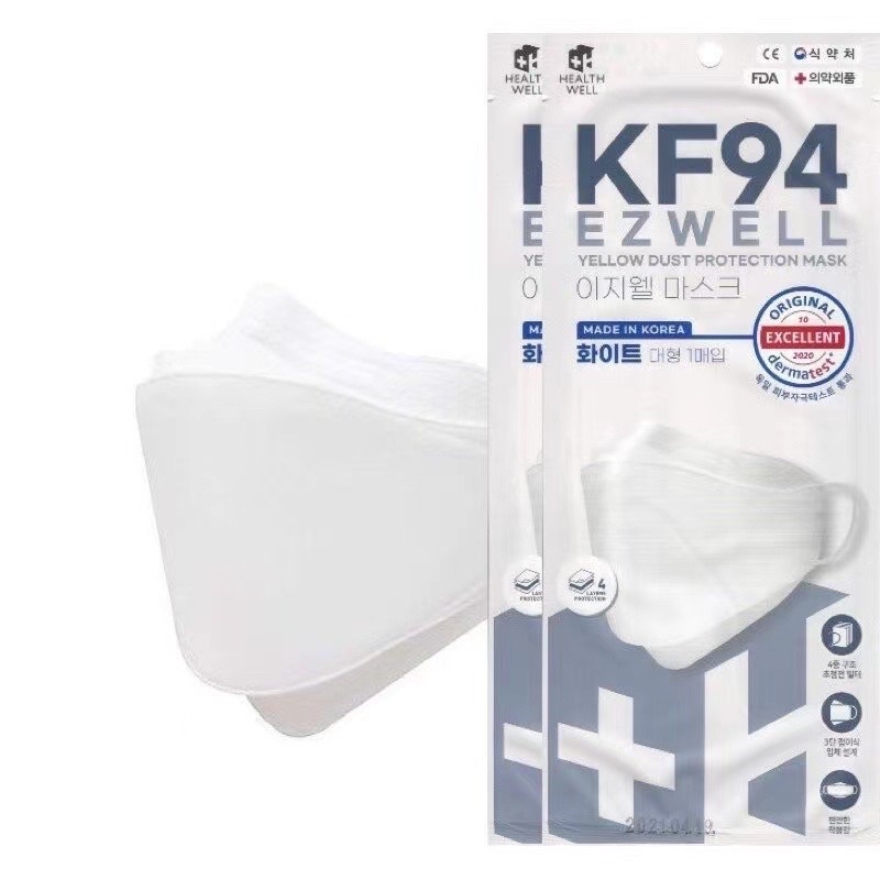 MADE IN KOREA EZWELL 4PLY KF94 Adult Face Mask (White) Individual