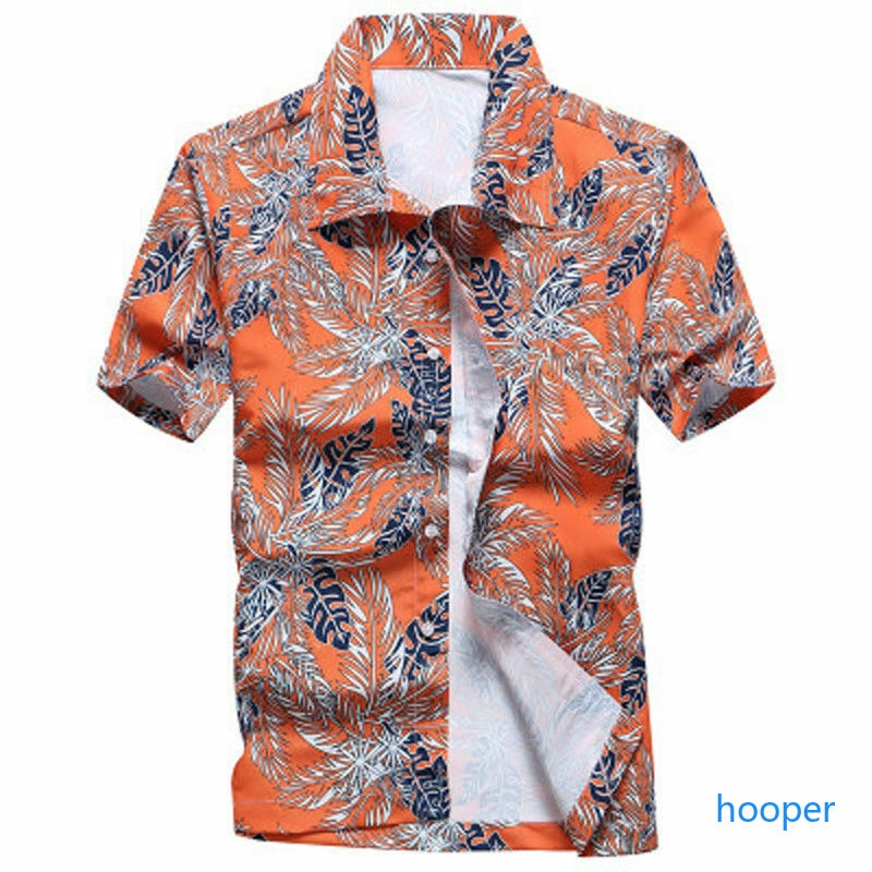Baju Kemeja Lelaki T Shirt Men Floral Short Sleeve Lapel Slim Hawaiian ...