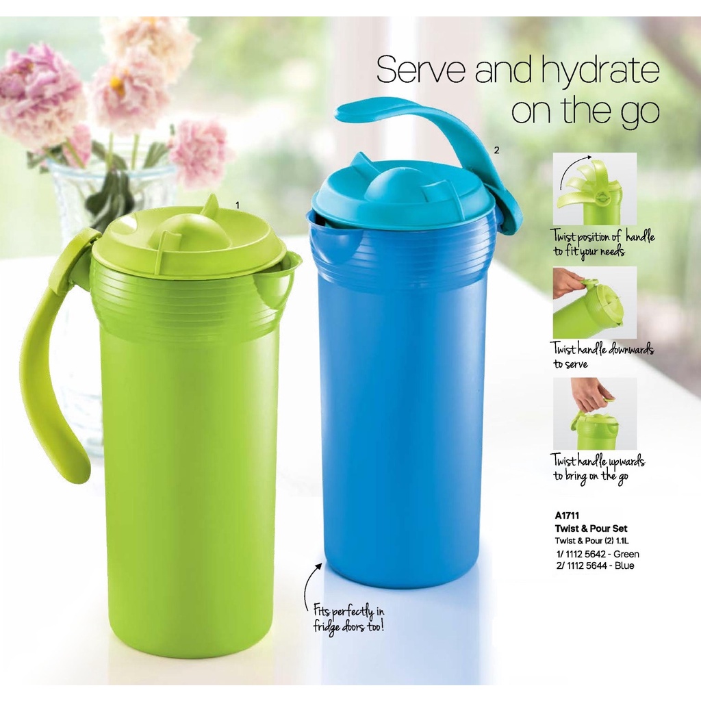 Tupperware Twist & Pour (1) 1.1L Color Choice Green or Blue | Shopee ...