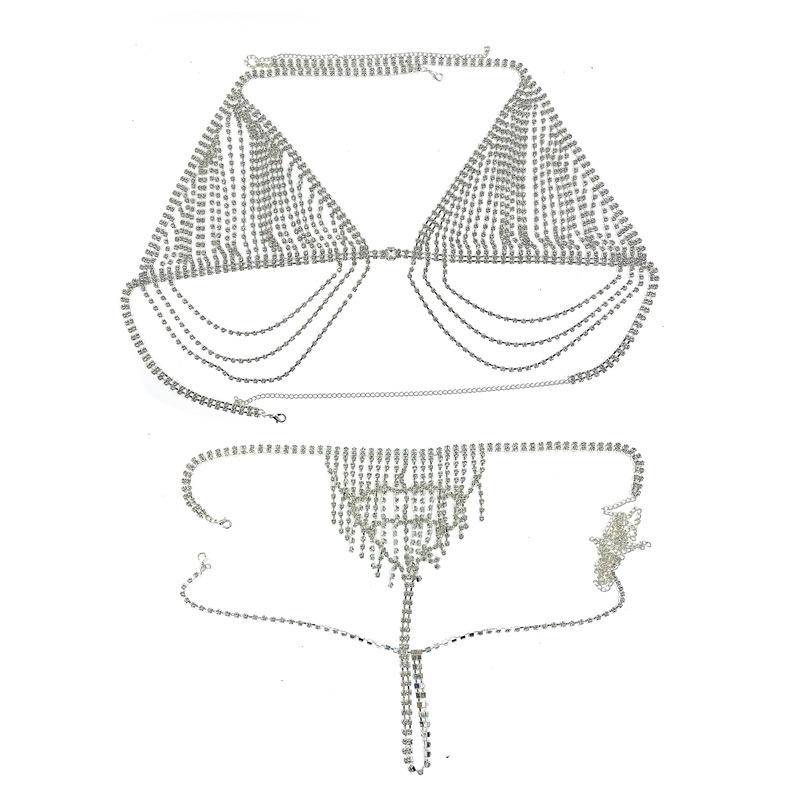 New Style Exaggerated Sexy Shiny Rhinestone Bra Chain For Women Exquisite  Nightclub Party Crystal Bra Body Chain