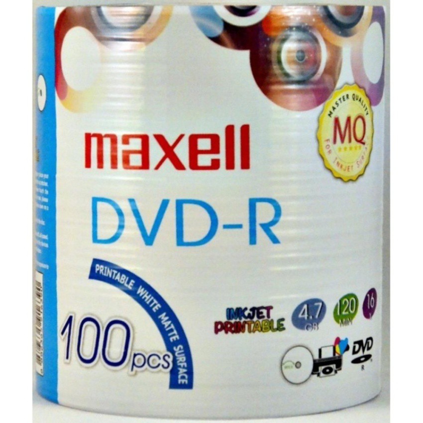 Maxell DVD-R Printable(100B) 16X 4.7GB 120min 100pcs Bulk | Shopee Malaysia