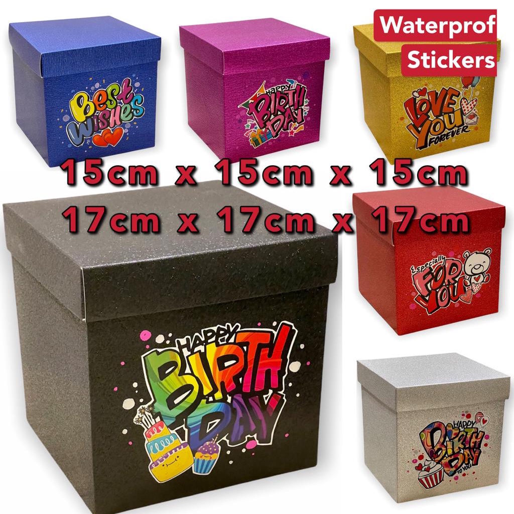 [READY STOCK] Bouquet Flower DIY Special Shiny STICKER Gift Box Square ...