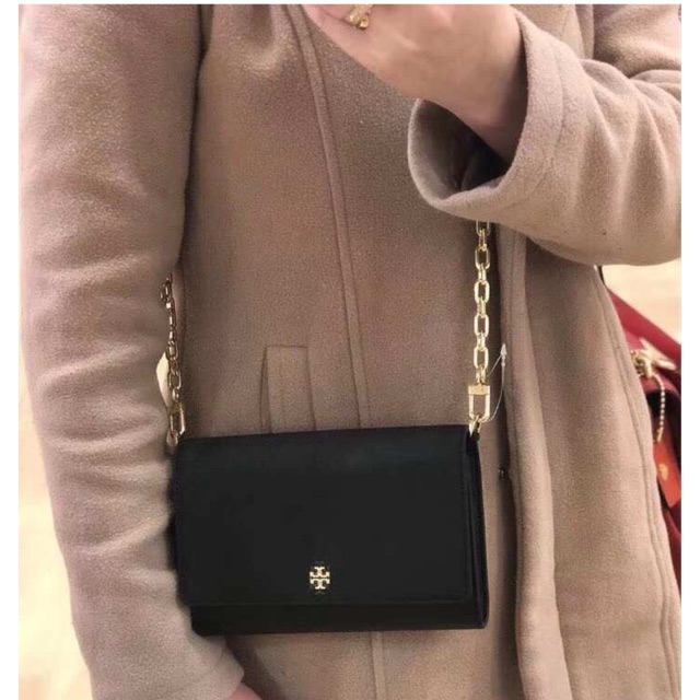 Tory burch black hot sale clutch with gold chain