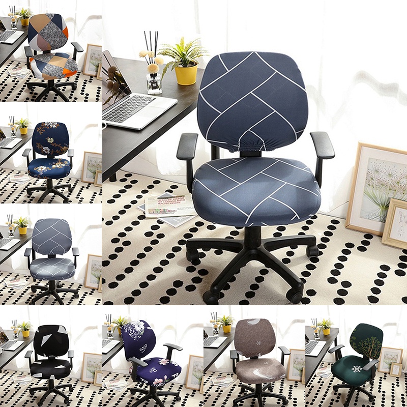 HOTKEI (Pack Of 1) 2 Piece Blue Office Chair Cover Stretchable Solid