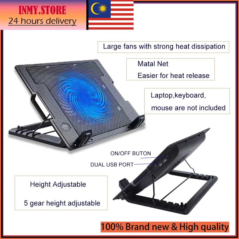 💻Gaming Laptop Stand Cooler Cooling Pad Fan Multi Height Adjustable For