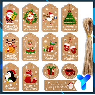 Christmas Gift Tags 50 Count with String for DIY Xmas Present Wrap