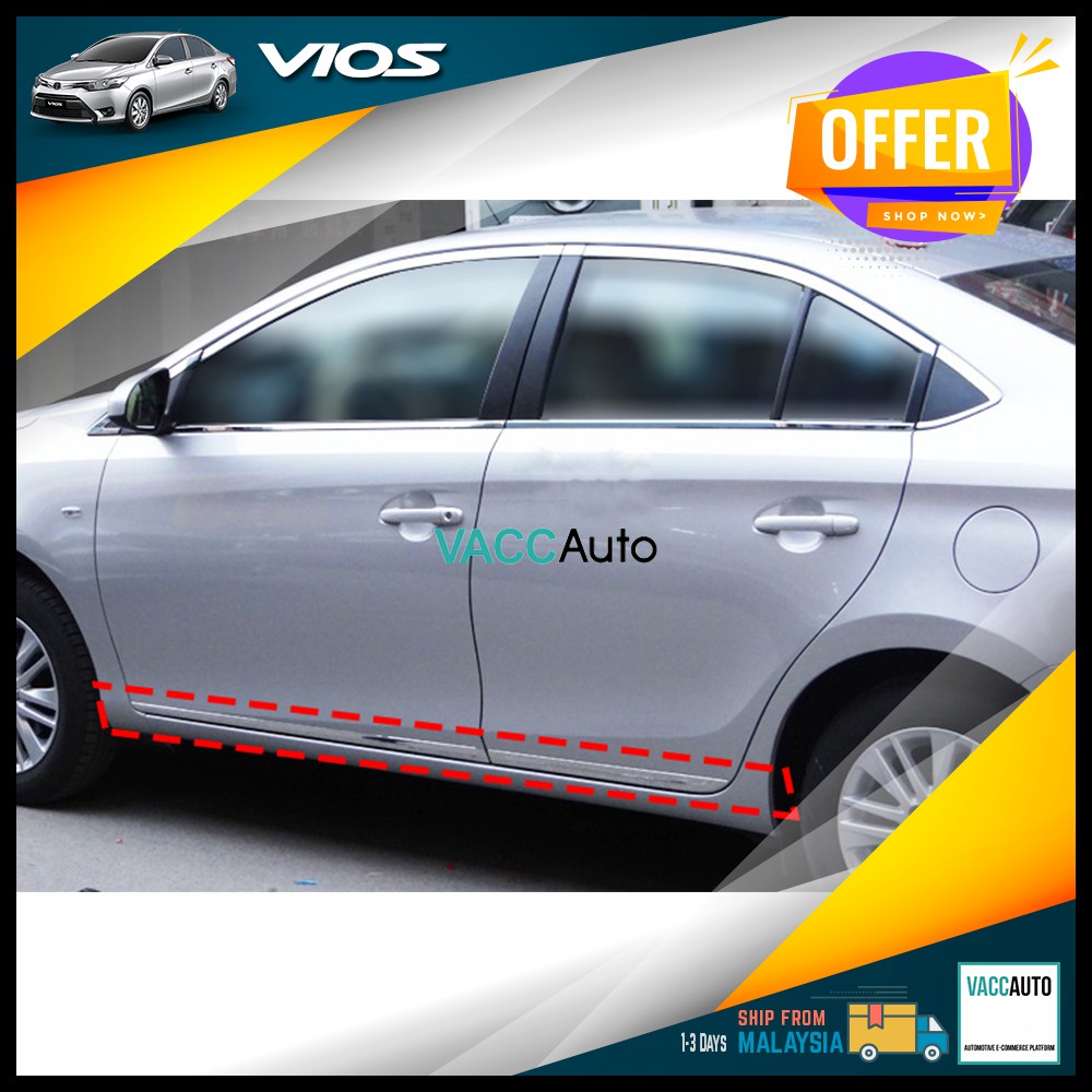 Toyota Vios Door Moulding Chrome Door Protector Flat Body Side Moulding