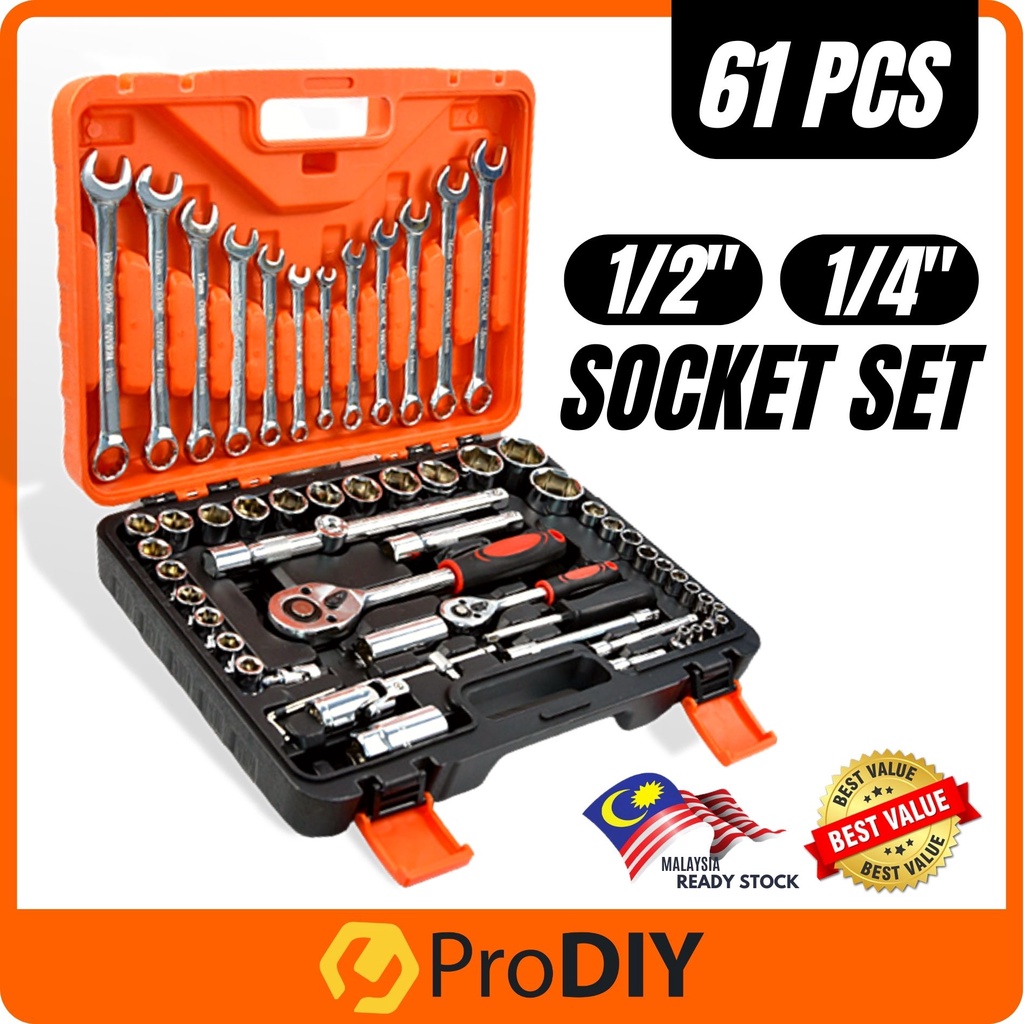 61pcs Combination Spanner Set Socket Ratchet Wrench Socket Set Wrench Tork Wrench Socket Wrench