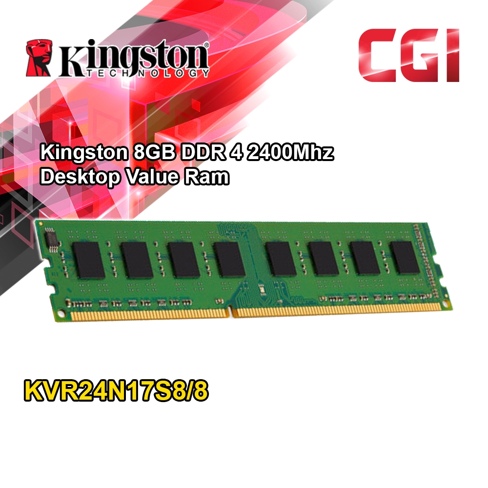 Kingston 8GB DDR 4 2400Mhz Desktop Value Ram - KVR24N17S8/8 | Shopee ...