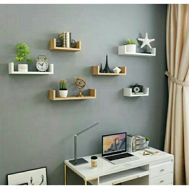 EZYD Wall Deco U Shape Shelf 3 in 1 Cube / Wall Shelf Decoration for ...