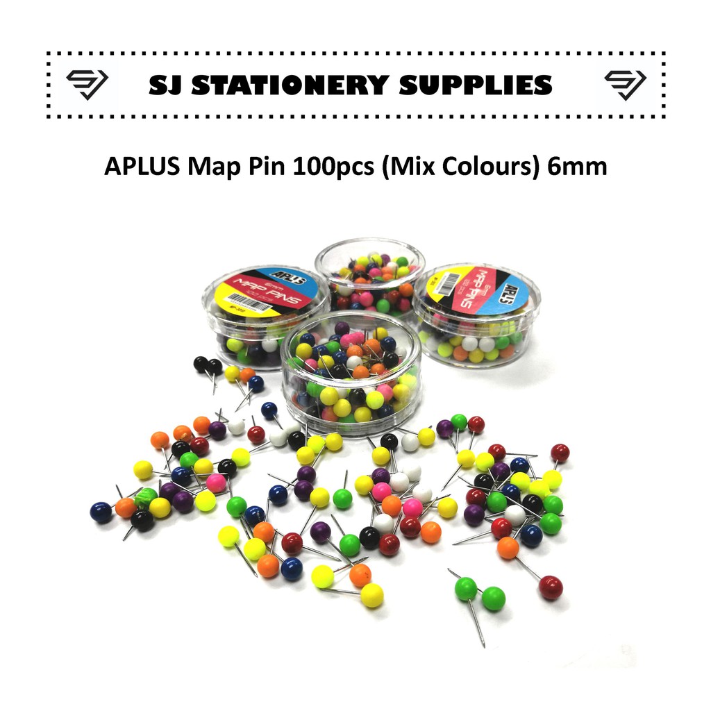 APLUS Map Pin Mix Colour 6mm (100 pcs) | Shopee Malaysia