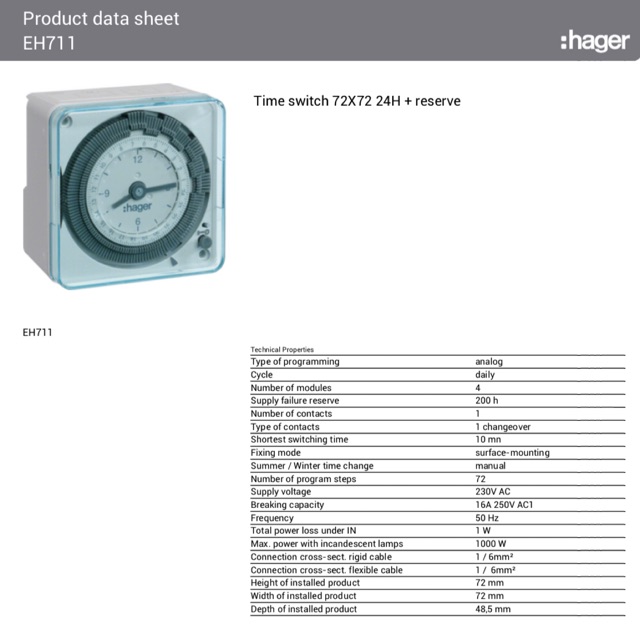 Hager Analog Timer EH711~VXON9 Trading | Shopee Malaysia