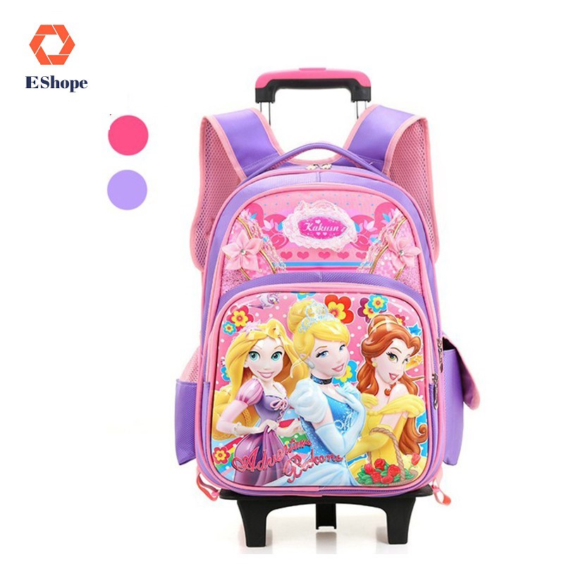 6 Wheels KIds Trolley Princess 3D Waterproof Backpack | Shopee Malaysia