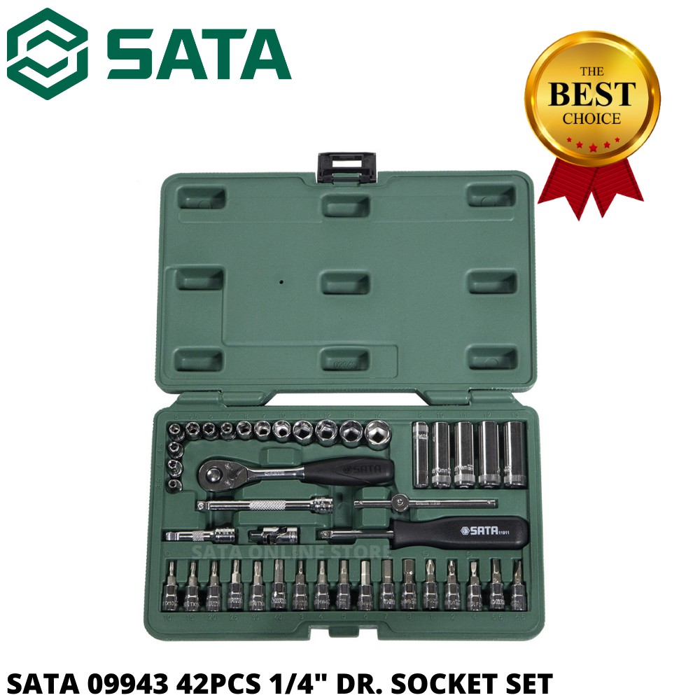 SATA 09943 42PCS 1/4" DR. SOCKET SET / SOCKET RATCHET SET / SATA TOOLS