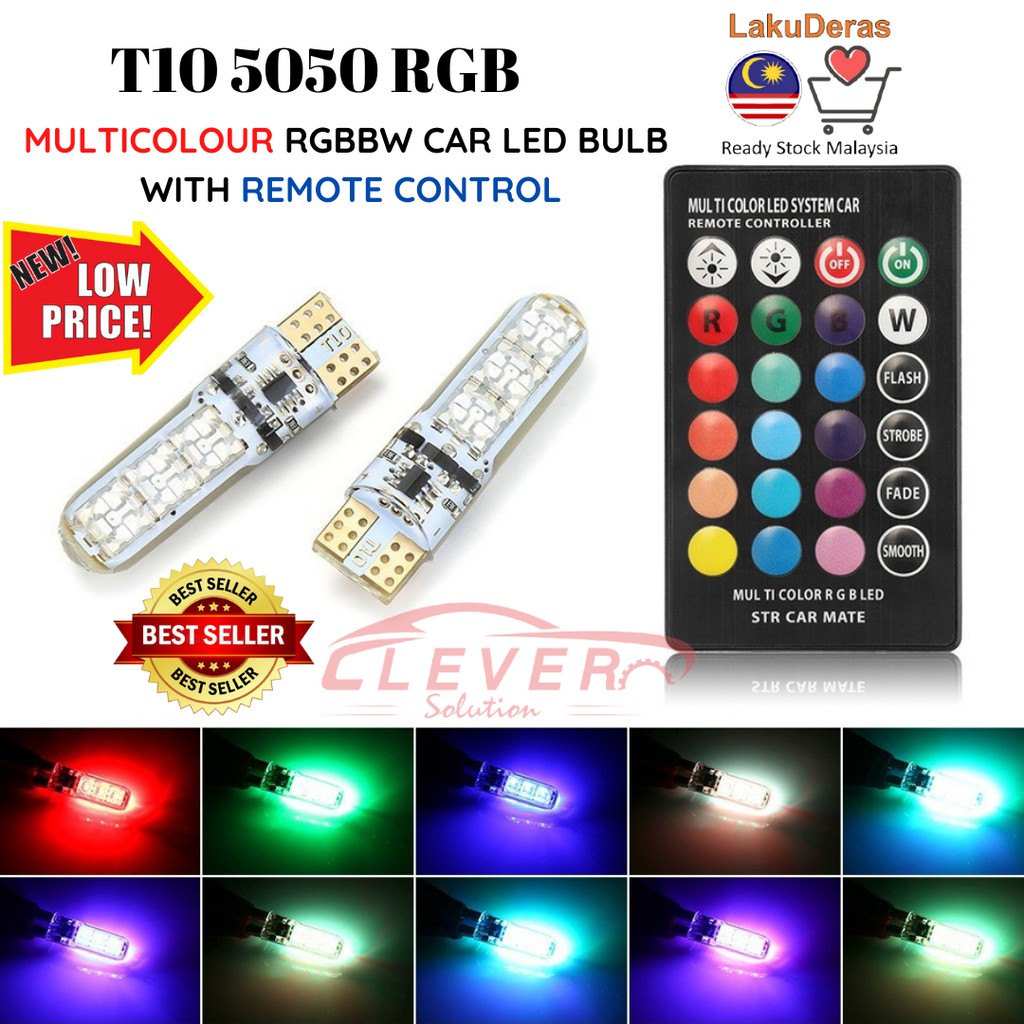 4Pcs 12V Car RGB LED DRL Light 5050SMD Car Auto Remote Control