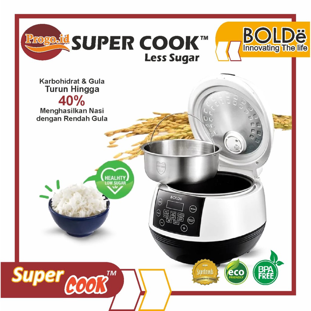 Digital Rice Cooker 1 Liter Magic Com BOLDe Super Cook Less Sugar 1 ...